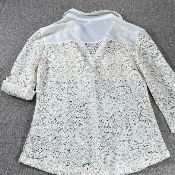 Vintage Fashion Magazine Lace Button-Up Blouse Women Small Off White Top - Picture 8 of 14